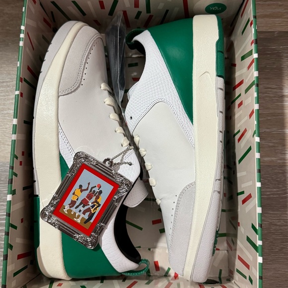 Men’s Air Jordan 2 Retro Low Nina Chanel Abney White Green - Picture 2 of 6